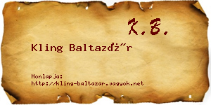 Kling Baltazár névjegykártya