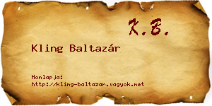 Kling Baltazár névjegykártya